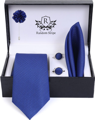 RANDOM STRIPE Satin Cufflink & Tie Pin Set(Blue)