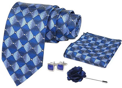 AXLON Silk Cufflink & Tie Pin Set(Blue)