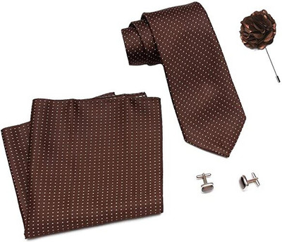 AXLON Silk Cufflink & Tie Pin Set(Brown)