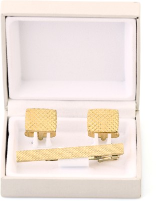 TIEPIN Brass, Metal Cufflink & Tie Pin Set(Gold)