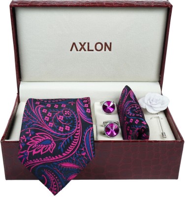 AXLON Silk Cufflink & Tie Pin Set(Purple)