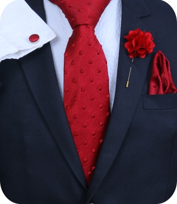 RANDOM STRIPE Silk Cufflink & Tie Pin Set(Red)