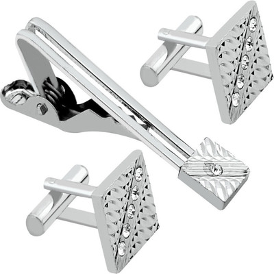 house of common Metal Cufflink & Tie Pin Set(Silver)