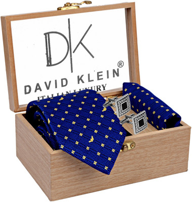 shopglobal Silk Cufflink & Tie Pin Set(Blue)