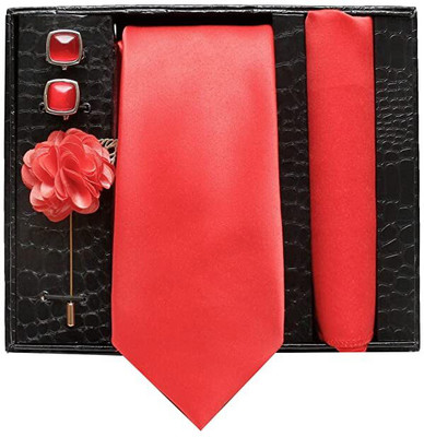 AXLON Silk Cufflink & Tie Pin Set(Red)