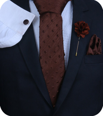 RANDOM STRIPE Silk Cufflink & Tie Pin Set(Brown)