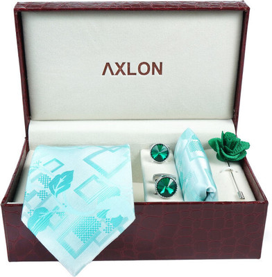 AXLON Silk Cufflink & Tie Pin Set(Green)