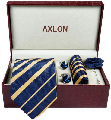 AXLON Silk Cufflink & Tie Pin Set(Yellow)