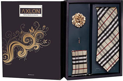 AXLON Silk Cufflink & Tie Pin Set(Beige)
