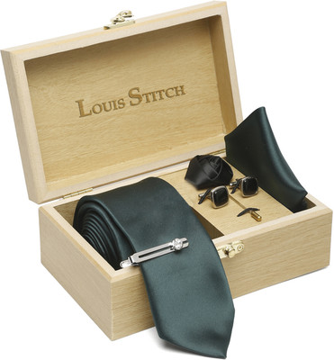 LOUIS STITCH Silk Tie & Cufflink(Green)