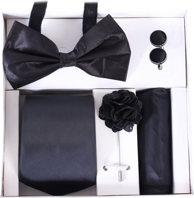 RANDOM STRIPE Satin Cufflink & Tie Pin Set(Black)