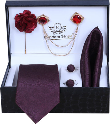 Roman Touch Satin Cufflink & Tie Pin Set(Maroon)
