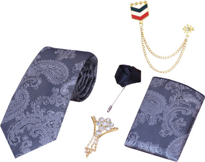 RANDOM STRIPE Silk Tie Pin Set(Grey)