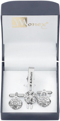 Shiv Brass Cufflink & Tie Pin Set(Silver)