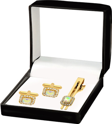 Shiv Metal Cufflink & Tie Pin Set(Gold)