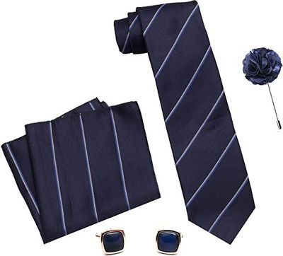 AXLON Silk Cufflink & Tie Pin Set(Blue)
