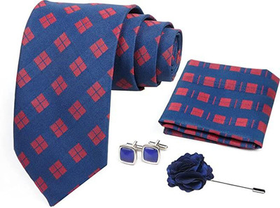 AXLON Silk Cufflink & Tie Pin Set(Blue)