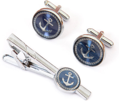 To The Nines Alloy Cufflink & Tie Pin Set(Blue)