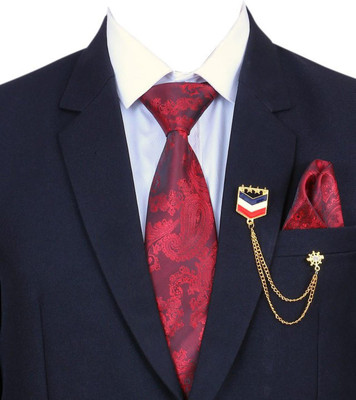 RANDOM STRIPE Satin Tie Pin Set(Red)