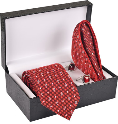 Peednam Silk Tie & Cufflink(Red)