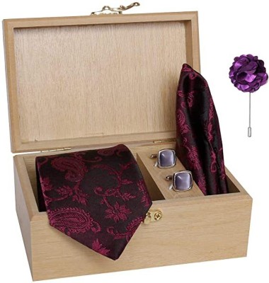 AXLON Silk Cufflink & Tie Pin Set(Purple)