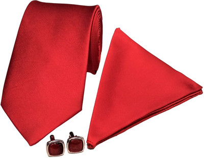 TIE & CUFFS Satin Tie & Cufflink(Red)