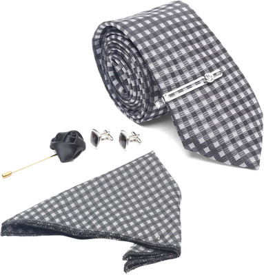 LOUIS STITCH Silk Tie & Cufflink(Silver)