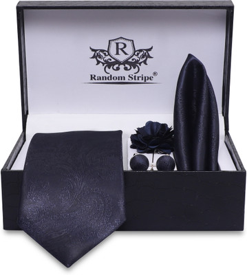RANDOM STRIPE Silk Cufflink & Tie Pin Set(Blue)