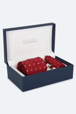 PETER ENGLAND Satin Tie & Cufflink(Maroon)