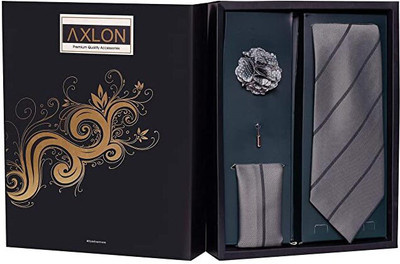 AXLON Silk Cufflink & Tie Pin Set(Silver)
