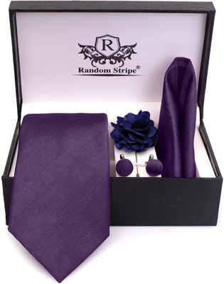 RANDOM STRIPE Satin Cufflink & Tie Pin Set(Purple)