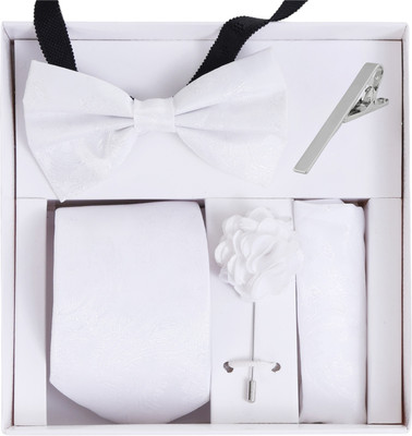 RANDOM STRIPE Satin Cufflink & Tie Pin Set(White)