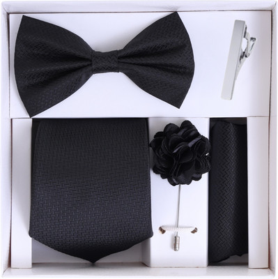 RANDOM STRIPE Satin Tie Pin Set(Black)
