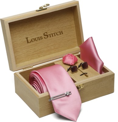 LOUIS STITCH Silk Tie & Cufflink(Pink)