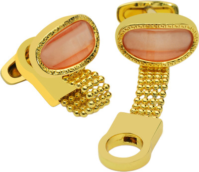 house of common Brass Cufflink & Tie Pin Set(Gold)