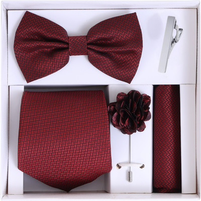 RANDOM STRIPE Satin Tie Pin Set(Red)