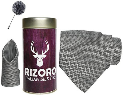 AXLON Silk Cufflink & Tie Pin Set(Silver)