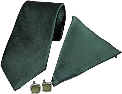 TIE & CUFFS Satin Tie & Cufflink(Green)