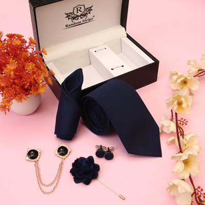 RANDOM STRIPE Silk Cufflink & Tie Pin Set(Turquoise)
