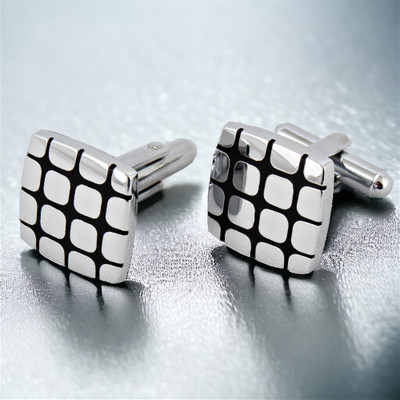 Lucky Jewellery Brass Cufflink Set(Silver)