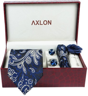 AXLON Silk Cufflink & Tie Pin Set(Blue)