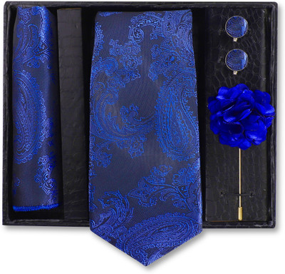 Roman Touch Silk Cufflink & Tie Pin Set(Blue)