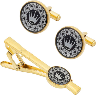 To The Nines Alloy Cufflink & Tie Pin Set(Gold)