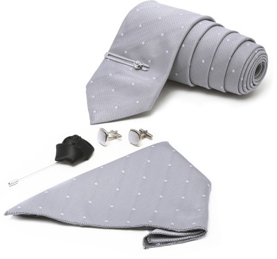 MUTAQINOTI Silk Tie & Cufflink(Grey)