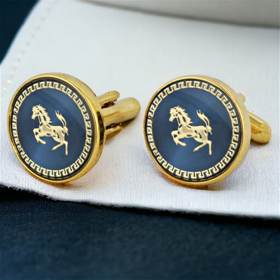Lucky Jewellery Brass Cufflink Set(Blue)
