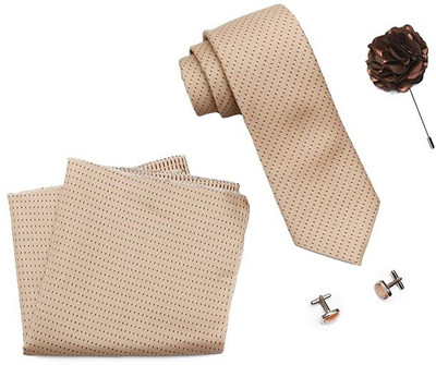 AXLON Silk Cufflink & Tie Pin Set(Beige)