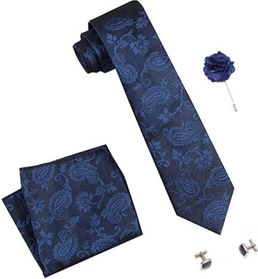 AXLON Silk Cufflink & Tie Pin Set(Blue)