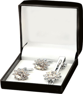 shivay Metal Cufflink & Tie Pin Set(Silver)