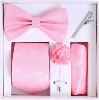 RANDOM STRIPE Satin Cufflink & Tie Pin Set(Pink)
