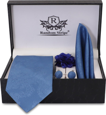 RANDOM STRIPE Silk Cufflink & Tie Pin Set(Beige)